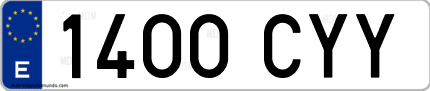 Ejemplo de matrícula de coche ordinaria 1400 CYY