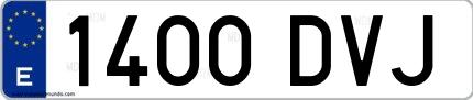 Ejemplo de matrícula española 1400 DVJ