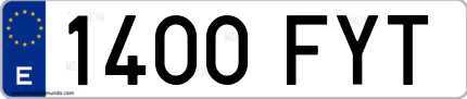 Ejemplo de matrícula de coche ordinaria 1400 FYT