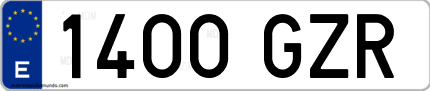 Ejemplo de matrícula de coche ordinaria 1400 GZR