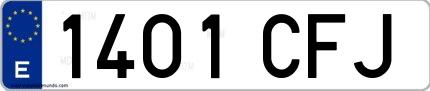 Ejemplo de matrícula española 1401 CFJ
