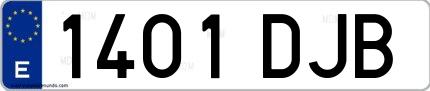 Ejemplo de matrícula española 1401 DJB