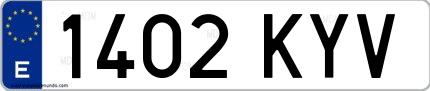 Ejemplo de matrícula española 1402 KYV
