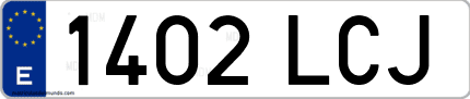 Ejemplo de matrícula de coche ordinaria 1402 LCJ