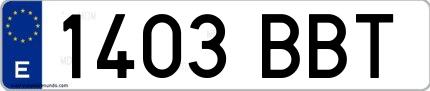 Ejemplo de matrícula española 1403 BBT