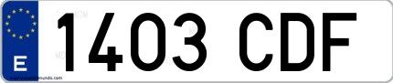 Ejemplo de matrícula española 1403 CDF