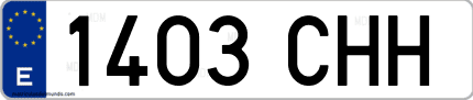 Ejemplo de matrícula de coche ordinaria 1403 CHH