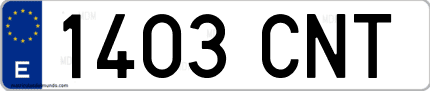 Ejemplo de matrícula de coche ordinaria 1403 CNT