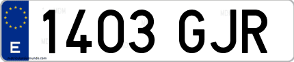 Ejemplo de matrícula de coche ordinaria 1403 GJR