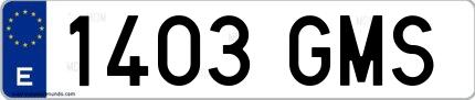 Ejemplo de matrícula española 1403 GMS