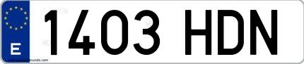 Ejemplo de matrícula española 1403 HDN