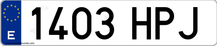 Ejemplo de matrícula de coche ordinaria 1403 HPJ