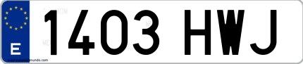 Ejemplo de matrícula española 1403 HWJ