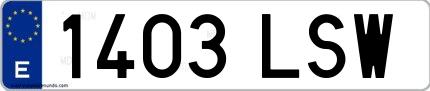 Ejemplo de matrícula española 1403 LSW