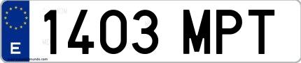 Ejemplo de matrícula española 1403 MPT