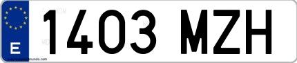 Ejemplo de matrícula española 1403 MZH