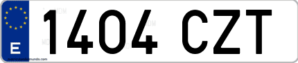 Ejemplo de matrícula de coche ordinaria 1404 CZT