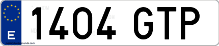 Ejemplo de matrícula de coche ordinaria 1404 GTP