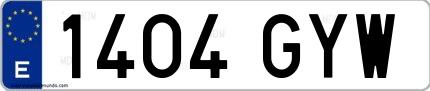 Ejemplo de matrícula española 1404 GYW