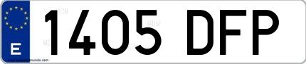 Ejemplo de matrícula española 1405 DFP