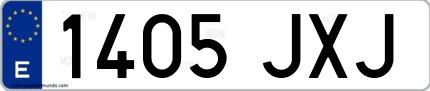 Ejemplo de matrícula de coche ordinaria 1405 JXJ