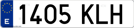 Ejemplo de matrícula de coche ordinaria 1405 KLH