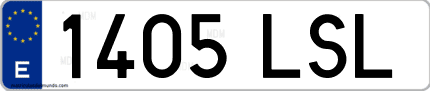 Ejemplo de matrícula de coche ordinaria 1405 LSL