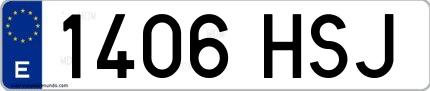 Ejemplo de matrícula española 1406 HSJ