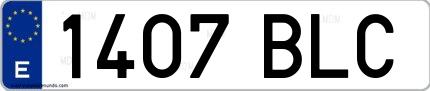 Ejemplo de matrícula española 1407 BLC