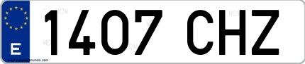 Ejemplo de matrícula española 1407 CHZ