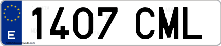 Ejemplo de matrícula de coche ordinaria 1407 CML