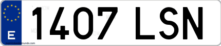 Ejemplo de matrícula de coche ordinaria 1407 LSN