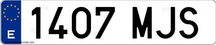 Ejemplo de matrícula española 1407 MJS