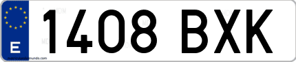 Ejemplo de matrícula de coche ordinaria 1408 BXK