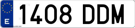 Ejemplo de matrícula española 1408 DDM