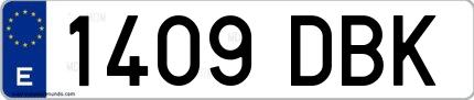 Ejemplo de matrícula española 1409 DBK