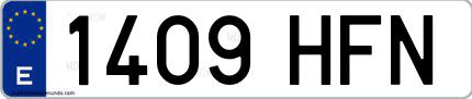 Ejemplo de matrícula española 1409 HFN