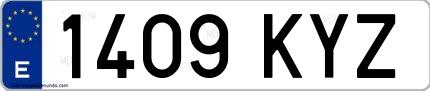 Ejemplo de matrícula española 1409 KYZ
