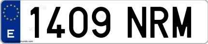 Ejemplo de matrícula española 1409 NRM
