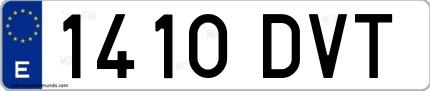 Ejemplo de matrícula española 1410 DVT