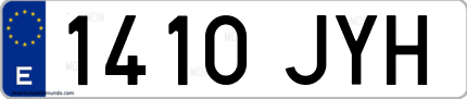 Ejemplo de matrícula de coche ordinaria 1410 JYH