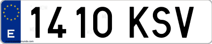 Ejemplo de matrícula de coche ordinaria 1410 KSV