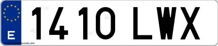 Ejemplo de matrícula española 1410 LWX