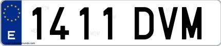 Ejemplo de matrícula española 1411 DVM