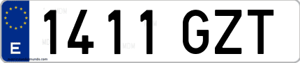 Ejemplo de matrícula de coche ordinaria 1411 GZT