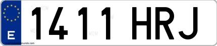 Ejemplo de matrícula española 1411 HRJ