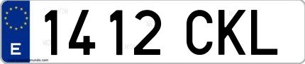 Ejemplo de matrícula española 1412 CKL