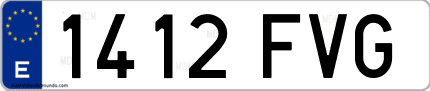 Ejemplo de matrícula de coche ordinaria 1412 FVG