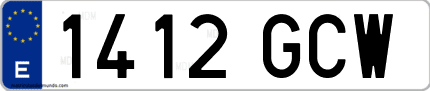 Ejemplo de matrícula de coche ordinaria 1412 GCW