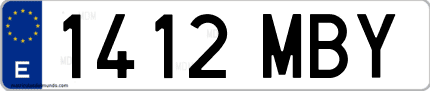 Ejemplo de matrícula de coche ordinaria 1412 MBY